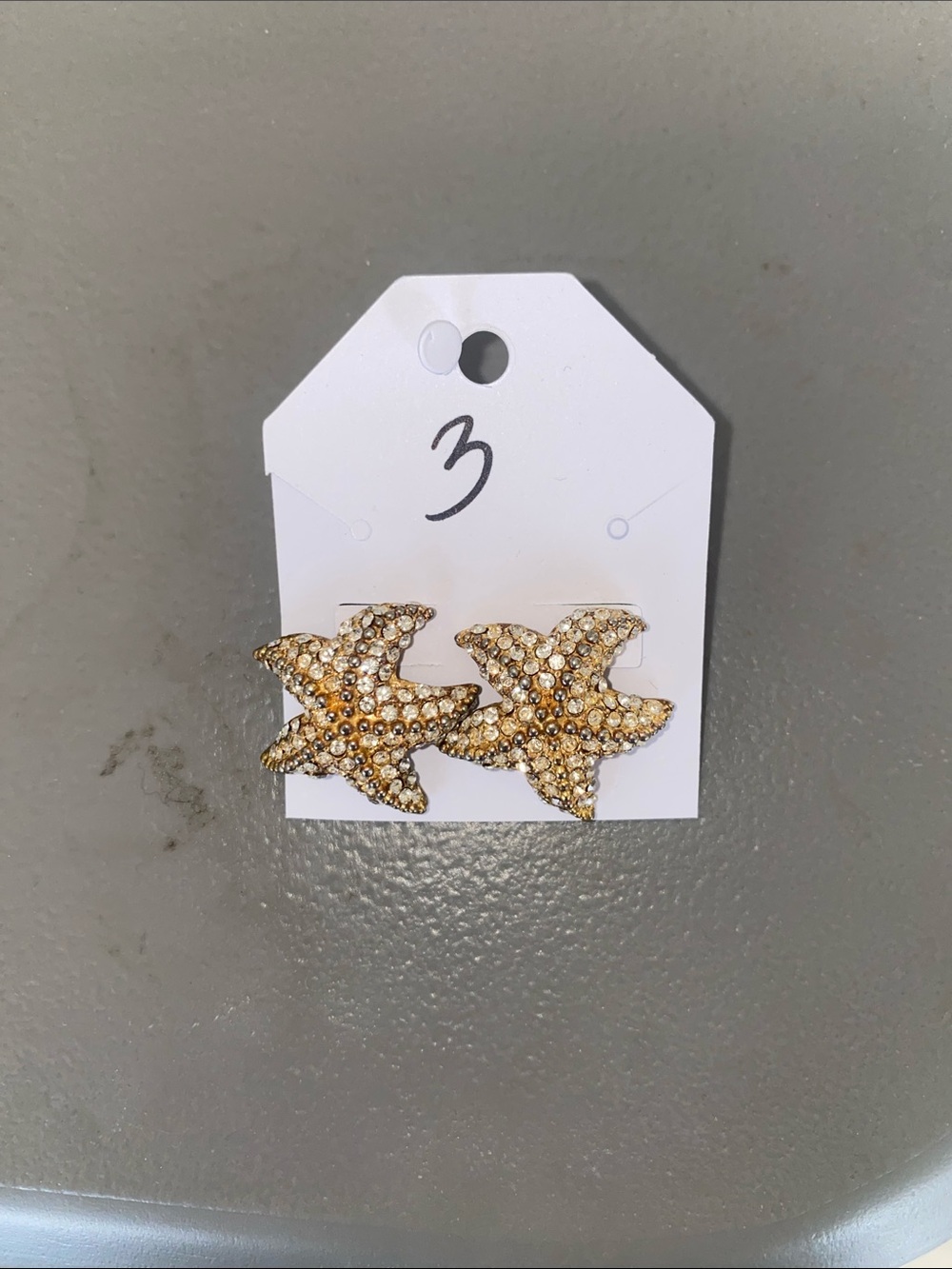 Gold Crystal Starfish Stud Earrings